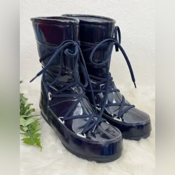 TECNICA blue metallic fleece lined MOON BOOTS - Picture 1 of 12